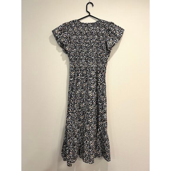 Rails Clementine Smocked Back Black and Floral Midi Dress Women's Size Medium - Picture 5 of 9